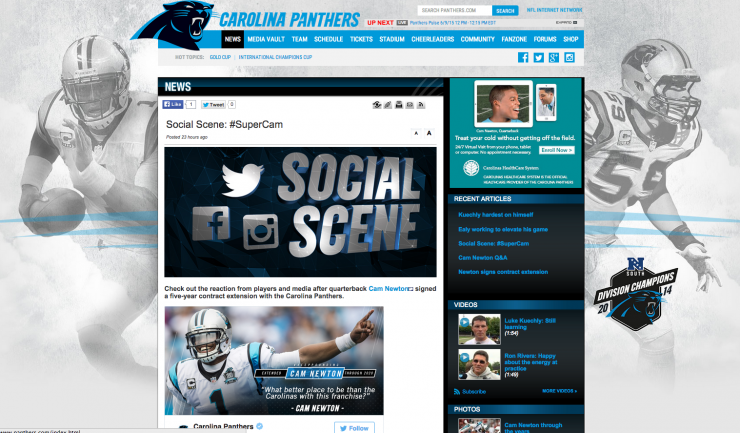 Curated tweets showing the reaction of Cam Newton's extension across Twitter. 